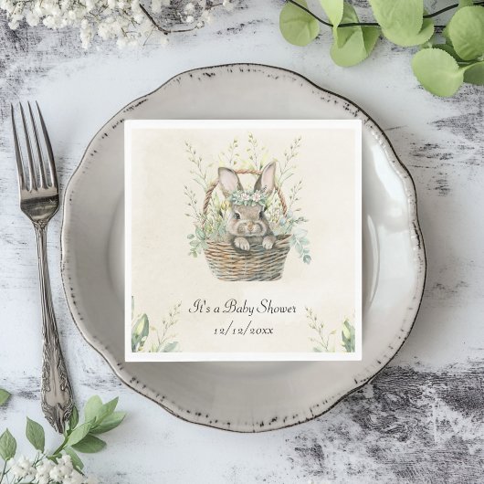 Groene eucalyptus Bunny Baby shower Servet