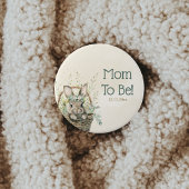 Groene Eucalyptus Bunny Rabbit Baby shower Ronde Button 7,6 Cm