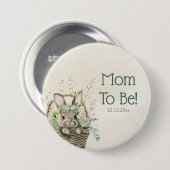 Groene Eucalyptus Bunny Rabbit Baby shower Ronde Button 7,6 Cm (Voorkant /achterkant)