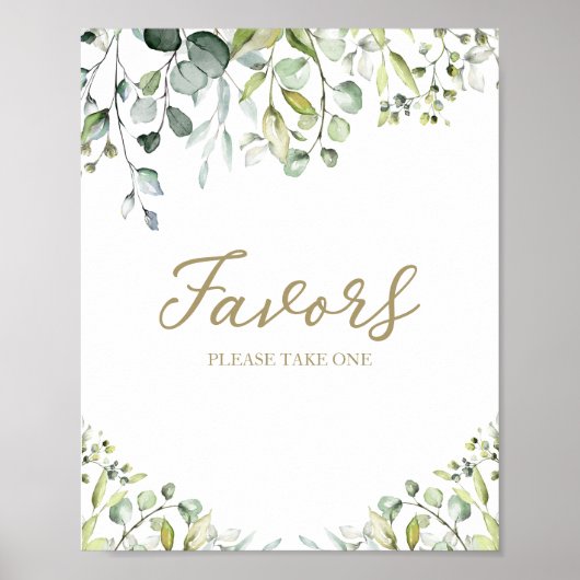 Groene Eucalyptus Calligrafie Favorieten Bord Poster (Voorkant)