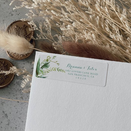 Groene Eucalyptus Calligrafie Retouradres  Etiket