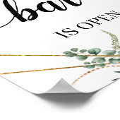 Groene Eucalyptus Calligrafie Trouw Bar Bord Poster (Hoek)