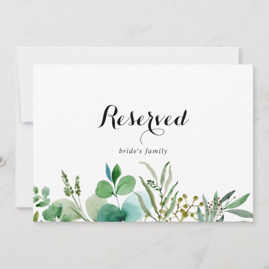 Groene Eucalyptus Calligraphy Wedding Reserved Sig (Voorkant)