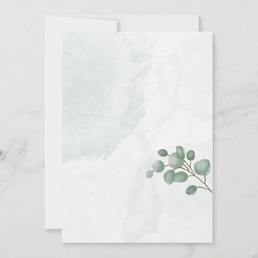 Groene eucalyptus doop uitnodiging (Achterkant)