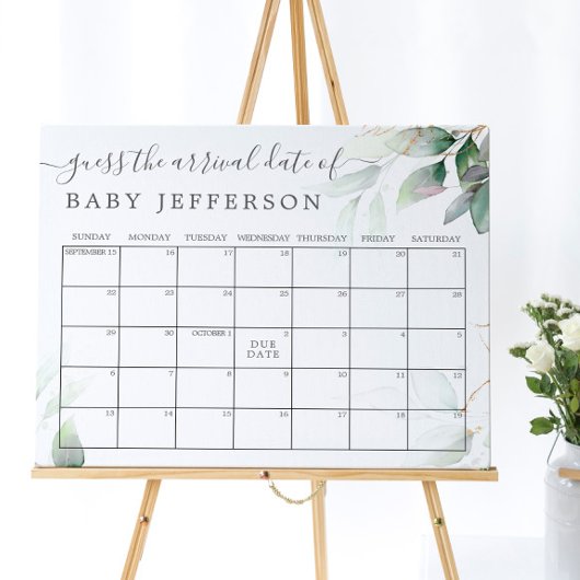 Groene Eucalyptus Douche Verwachte Bevalling Kalen Poster