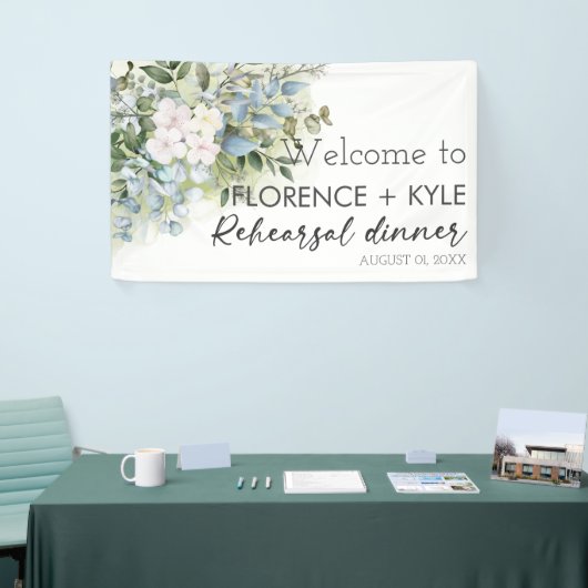 Groene Eucalyptus Elegante Stof Oefen Diner Spandoek (Beurs)