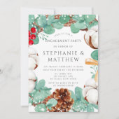 Groene Eucalyptus en Cotton Engagement Party Invit Kaart (Voorkant)