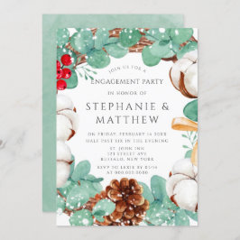 Groene Eucalyptus en Cotton Engagement Party Invit Kaart