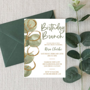 Groene Eucalyptus en goudflora Brendday Brunch Kaart