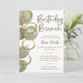 Groene Eucalyptus en goudflora Brendday Brunch Kaart (Staand voorkant)