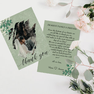 groene eucalyptus en Gypsophila foto bruiloft Bedankkaart