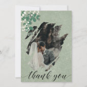 groene eucalyptus en Gypsophila foto bruiloft Bedankkaart (Voorkant)