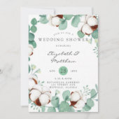 Groene Eucalyptus en katoenbruiloft Invitat Kaart (Voorkant)