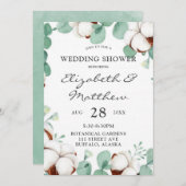 Groene Eucalyptus en katoenbruiloft Kaart (Voorkant / Achterkant)