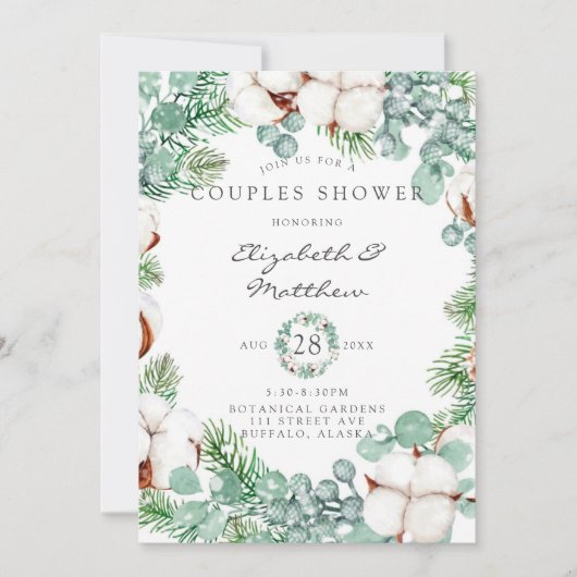 Groene Eucalyptus en katoenparen schoeisel Kaart (Voorkant)