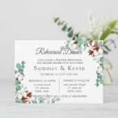 Groene Eucalyptus en katoenrepetitie Dinner Kaart (Staand voorkant)