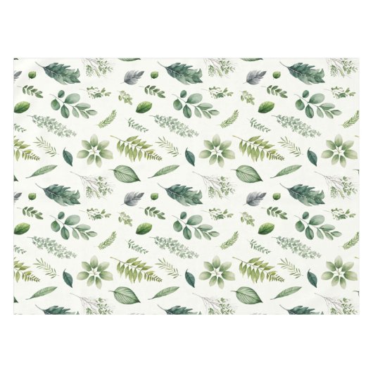 Groene Eucalyptus Fern Botanische Waterverf Tafelkleed (Voorkant (Horizontaal))