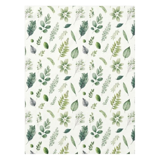 Groene Eucalyptus Fern Botanische Waterverf Tafelkleed (Voorkant)