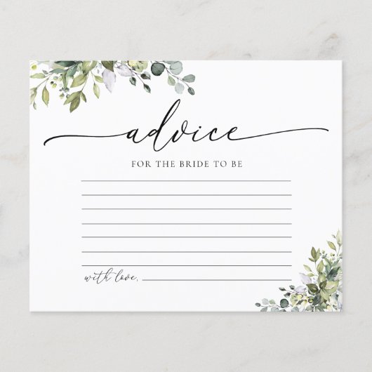 Groene Eucalyptus Floral Advice Kaart (Voorkant)