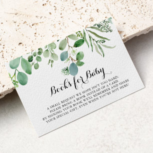 Groene Eucalyptus Foliage Baby shower Boekaanvraag Informatiekaartje