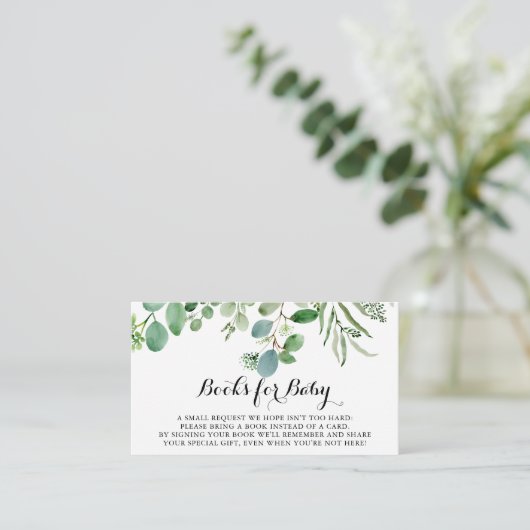 Groene Eucalyptus Foliage Baby shower Boekaanvraag Informatiekaartje (Staand voorkant)