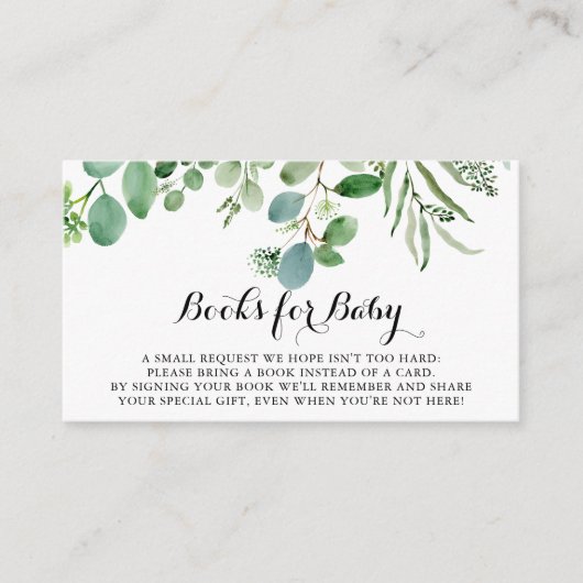 Groene Eucalyptus Foliage Baby shower Boekaanvraag Informatiekaartje (Voorkant)