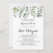 Groene Eucalyptus Foliage Delight Bat Mitzvah Kaart (Voorkant)