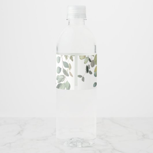 Groene Eucalyptus Foliage Delight Bruiloft Waterfles Etiket (Achterkant)