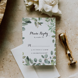 Groene Eucalyptus Foliage Delight Kalligrafie RSVP Kaartje
