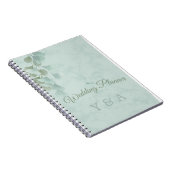 Groene Eucalyptus Foliage Moderne marmer Wedding Notitieboek (Rechterzijde)