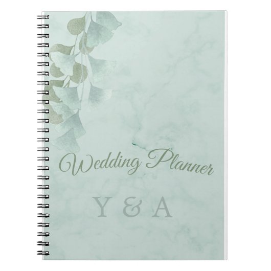 Groene Eucalyptus Foliage Moderne marmer Wedding Notitieboek (Voorkant)
