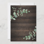 groene Eucalyptus foliage rustige donkerhoutelegan Save The Date (Achterkant)