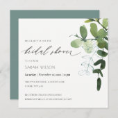Groene Eucalyptus Foliage Vrijgezellenfeest Uitnod Bedankkaart (Voorkant / Achterkant)