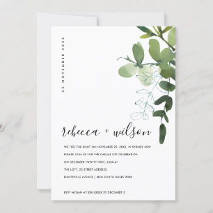 GROENE EUCALYPTUS FOLIAGE WE HEBBEN DE KNOT INVITE BEDANKKAART