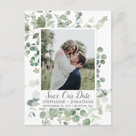 Groene Eucalyptus foto Sla de datum Briefkaarten (Voorkant)
