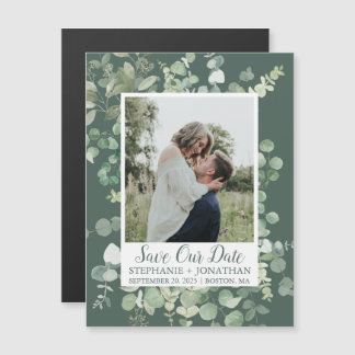 Groene Eucalyptus foto Sla de datum magneten op