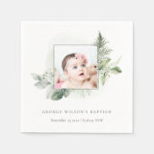 Groene Eucalyptus Fotofoliage Cross-Baptisme Servet (Voorkant)