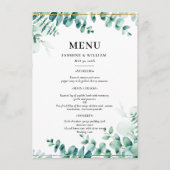 Groene Eucalyptus Frameborder Trouwen Menu (Voorkant)