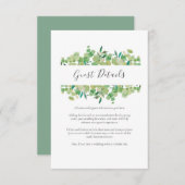 Groene Eucalyptus Gast Informatie Details Informatiekaartje (Voorkant / Achterkant)