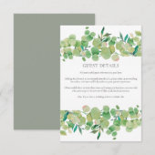 Groene Eucalyptus Gastinformatie Details Informatiekaartje (Voorkant / Achterkant)