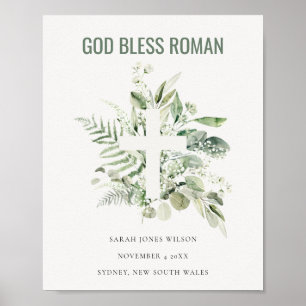 Groene Eucalyptus gebladerte kruis God zegene Roma Poster