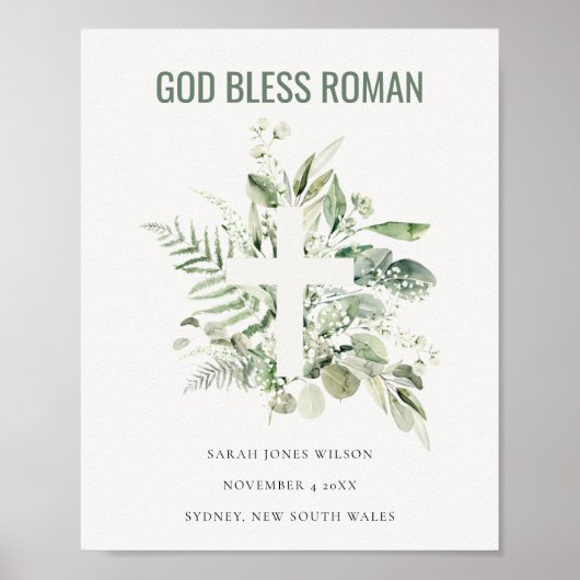 Groene Eucalyptus gebladerte kruis God zegene Roma Poster (Voorkant)