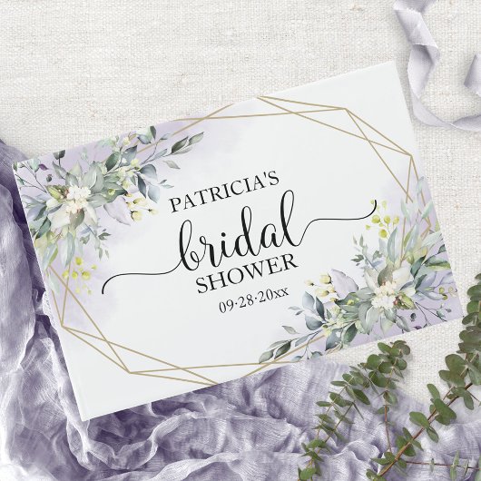 Groene Eucalyptus Geometrische Bruids Bruiloft Gas Gastenboek