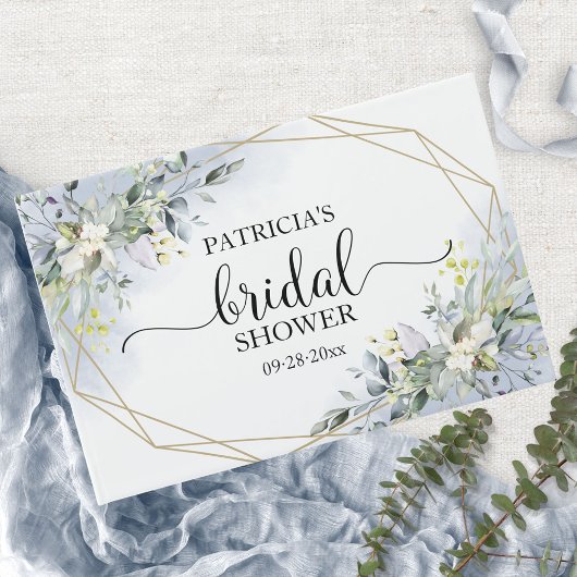 Groene Eucalyptus Geometrische Bruidsdouche Gastenboek