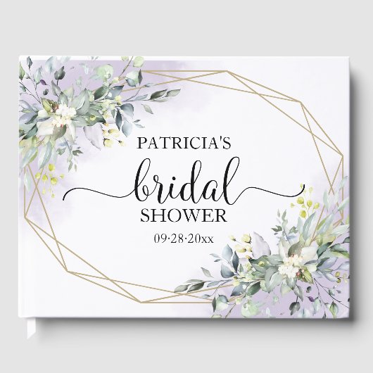 Groene Eucalyptus Geometrische Bruidsontvangst Gas Gastenboek (Voorkant)