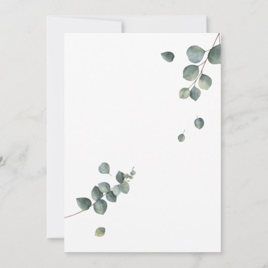 Groene eucalyptus geslacht onthulling uitnodiging (Achterkant)