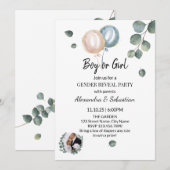 Groene eucalyptus geslacht onthulling uitnodiging (Voorkant / Achterkant)