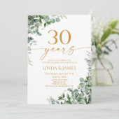 Groene Eucalyptus Gold 30ste bruiloft Jubileum Kaart (Staand voorkant)