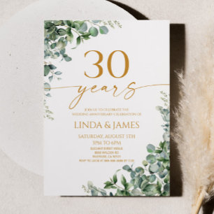 Groene Eucalyptus Gold 30ste bruiloft Jubileum Kaart