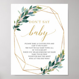 Groene eucalyptus gold niet voor baby-spelbord poster